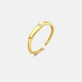 Minimalistische S925 sterling zilveren open ring in goud met een kleine diamant ingezet - Verstelbaar Open / 18K goud