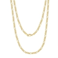 Classic S925 sterling silver Figaro chain necklace in golden finish with S925 hallmark - 3.3MM Figaro Chain (40CM) / 18K Gold