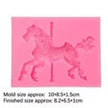Pink carousel horse silicone mold for fondant and chocolate DIY with size dimensions - Pink