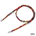 Close-up of multicolored seed bead chain with silver lobster clasps for glasses and masks - Red Brown Amber
