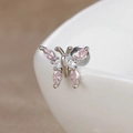 Piercing papillon en argent avec zircons marquise roses et fermoir à boule vissée - Papillon Rose