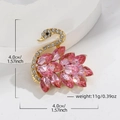 Elegant gold-tone swan brooch with pink marquise crystals and white rhinestones - Pink Swan Shape (DW1094 Pink)