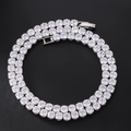 Macro view of double row silver tennis chain with round-cut cubic zirconia stones - Tennis Chain / Silver