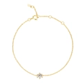 Detail of gold S925 sterling silver bracelet with a sparkling round zircon setting - Bracelet / White / 18K Gold