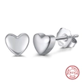 Macro view of sterling silver heart earring with S925 hallmark and butterfly back - APE43-P-Silver Heart