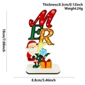 Detail view of wooden Christmas Merry sign with Santa Claus and specific dimensions - MERRY