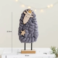 Nordic wool felt reindeer ornament with wooden base for Christmas table decoration - Style B - Grey Knitted Reindeer (Height 22.5cm)