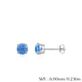 Elegante S925 Silber Ohrstecker mit 6mm blauem Edelstein und klassischer Vier-Krallen-Fassung - 925er Silber / 6mm