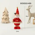 Standing Christmas snowman doll with red gold hat and sequins, measuring 22cm by 45cm - Fixed Leg Snowman