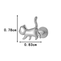 Silver titanium cat piercing stud with 0.78cm height and 0.83cm width dimensions - Silver Cat Style (T2524-6#银)