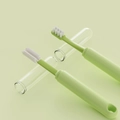 Dual-head pet silicone toothbrush set in light green with protective travel cases - Multifunctional Pet Toothbrush / Green