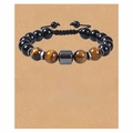 Tiger eye and black onyx beaded bracelet for men on inspirational gift card - To My Brother