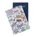 Pop art comic style white leather passport cover with colorful printed slogans - Pop Art Typography