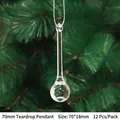 Set of 12 transparent 70mm waterdrop icicle ornaments for Christmas tree decoration - 70mm Water Drop Pendant