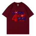Burgundy Independence Day t-shirt featuring a colorful heart pattern and 4th of July print - Burgundy 318 / XS