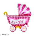 Pink stroller aluminum foil balloon for baby shower party decoration, 84x97cm it's a girl - New Stroller Pink
