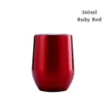 Insulated stainless steel 360ml egg cup in ruby red finish with clear plastic lid - Ruby Red