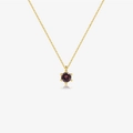 Elegant gold necklace with a round purple cubic zirconia in a six-prong setting - Necklace / Smoky Zircon / 18K Gold