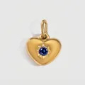 14K gold plated stainless steel heart pendant with sapphire blue cubic zirconia - September Royal Blue / Gold
