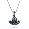 Collana con ciondolo ascia vichinga in acciaio inossidabile con simbolo Valknut e finitura vintage - Stile Ascia in Acciaio (C0709)