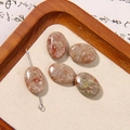 Oval spotted brown natural stone beads with T-pin for DIY earring and jewelry making - Brown Reddish Brown Spotted Texture Oval Style (23号)