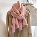 Pink pleated long scarf for women with soft wrinkled texture and elegant wavy edges - Light Pink