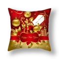 Red and gold Merry Christmas pillow cover with festive Santa Claus patchwork pattern - Style 5 / 18x18 Inch