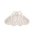 Pearlescent white moth jewelry accessory with center pearl inlay and ribbed wing detail - M775181-White Gold Moth