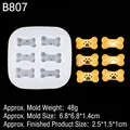 6-cavity dog bone and paw print silicone mold, 6.8cm size for DIY chocolate fondant - Dog Bone Paw Print Shaped Mold (B807) / Clear