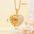 Golden heart wing pendant necklace with zircons and filigree details on a link chain - Semi-Hollow Pave Heart / Gold