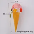 Imán de nevera de cono de helado rosa con fruta realista y altura de 15,5 cm - Cono de Fruta Rosa