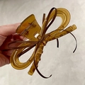 Translucent amber bow hair claw clip with dark brown ribbon detail for elegant styling - Coffee Ribbon Bow Claw Clip