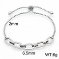 Silver stainless steel box chain bracelet with interlocking oval links and bolo slider - Silver Oval Interlocking Style (KB167030-Z)