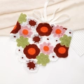 Detailed macro view of handmade colorful crochet floral pattern with cotton knit textures - Retro Color Block Flower Bandana