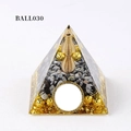 Orgone energy pyramid with golden crystal ball, tree of life, and metal coils - Style BALL030 - Ball030