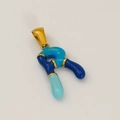Golden titanium steel letter R pendant with blue gradient enamel on white background - R-Single Pendant (Blue Gradient/Gold)