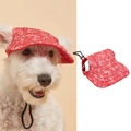 Adjustable red polka dot dog baseball cap with ear holes and cute white bow detail - S(Circumference 31cm) / Red Bow