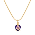 Elegant gold snake chain necklace featuring a heart-shaped purple gemstone pendant - Purple