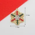 Detailed view of a 2.4cm gold snowflake pendant set with red and green rhinestones - 3# Snowflake-KC Gold