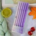 Set of 6 Morandi purple gradient gel pens with cute faces in a clear storage box - Grape Purple Series