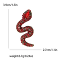 Spilla a forma di serpente vintage con strass rossi per abiti, 3,9 cm per 2,7 cm - Rosso