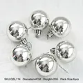 Set of 6 silver mirror finish Christmas tree ornaments with 4cm diameter and hanging string - Diameter 4cm (Set of 6) 20g