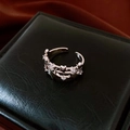 Adjustable silver star ring with zircon stars and mini heart in elegant French style - Silver Star Heart Style (2#)