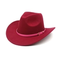 Dettaglio del cappello da cowboy in feltro bordeaux con cinturino in pelle rosa - M (56-58cm) / Borgogna