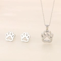 Ensemble bijoux chaton mignon en acier inoxydable avec collier et boucles d'oreilles - Collier Boucles d'Oreilles Ensemble 2 Pièces / Argent