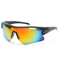 Cycling sunglasses featuring a black lightweight frame and vibrant iridescent lenses - Large Frame Sports Style (89413) / Black Frame Iridescent Orange