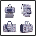 Bolsa de viaje con patrón geométrico azul blanco rojo en tela nailon impermeable - Estampado de diamantes azul