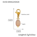 Golden stainless steel evil eye pendant with pink beige agate gemstone bead - Gold Pink Beige Agate Pendant (D150-6)