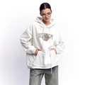 Sudadera oversize gris jaspeado con estampado Hedonism y bolsillo de canguro mujer - Gris Q1242 / S