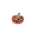 Detail of Halloween pumpkin brooch with orange enamel and sparkling rhinestones - Rhinestone Pumpkin Brooch